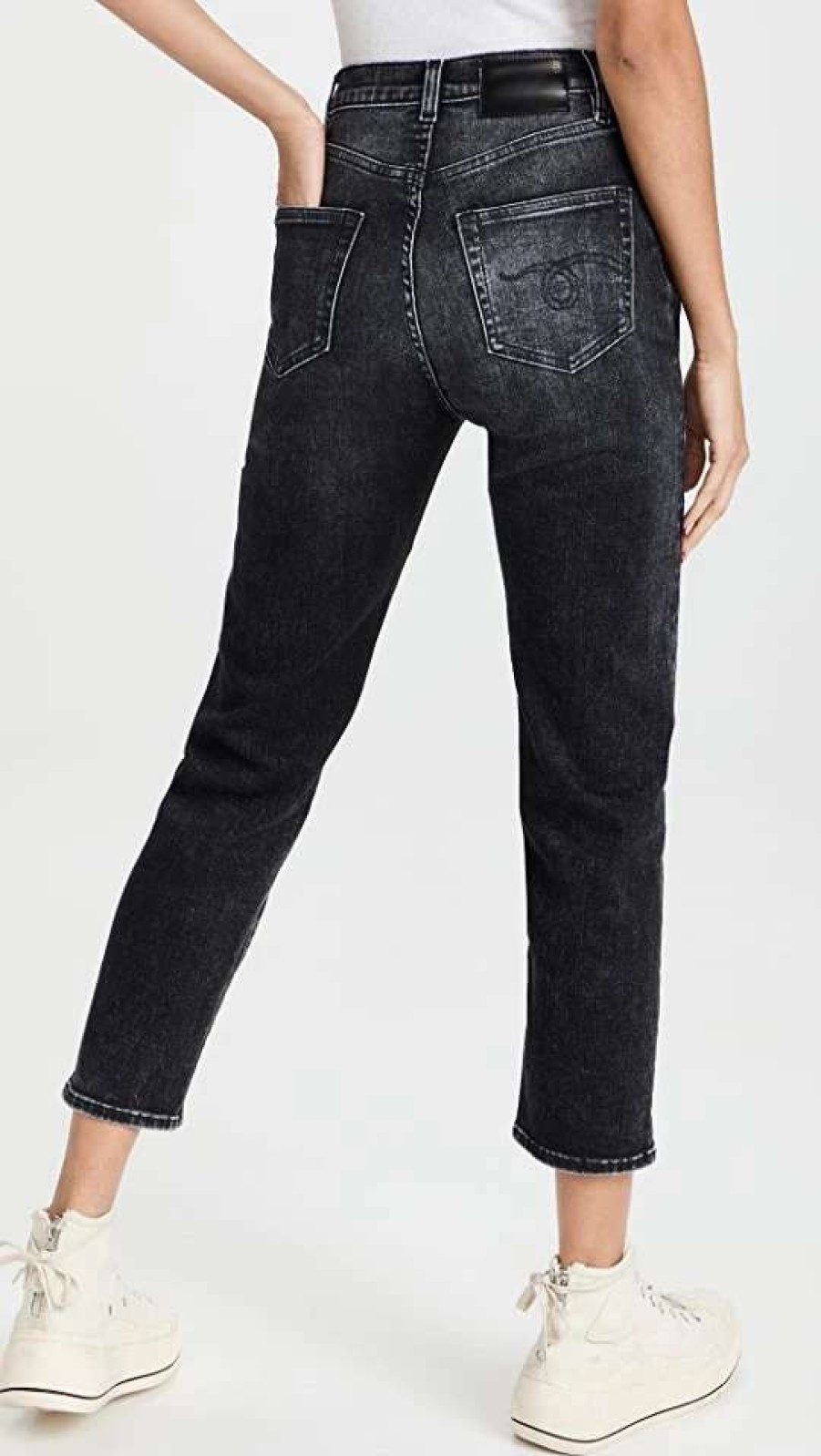 Straight Leg Jeans * | Best Sale R13 Shelley Slim Morrison Black Pants