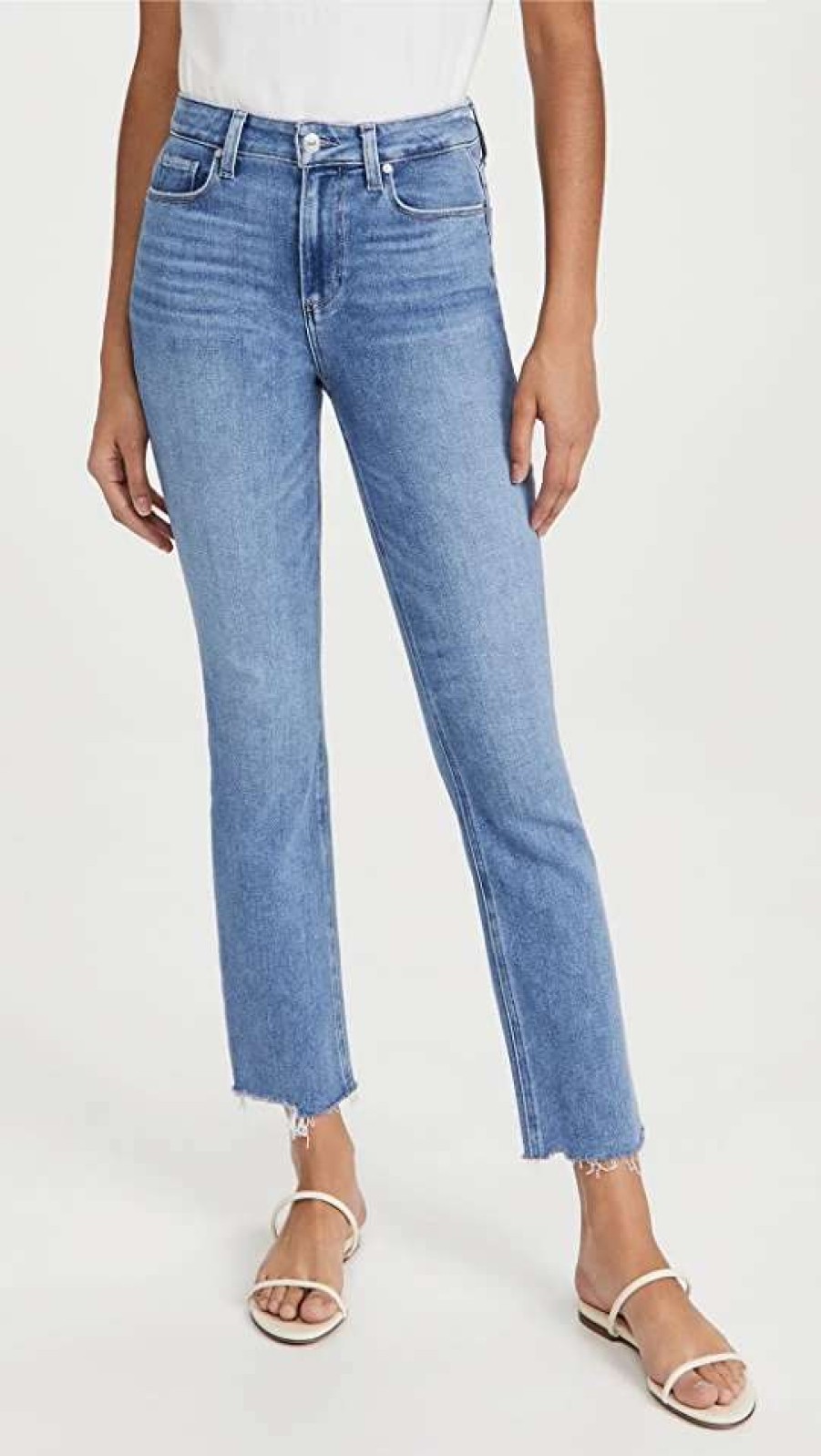 Straight Leg Jeans * | Wholesale Paige Cindy Jeans With Raw Hem Music Distressed