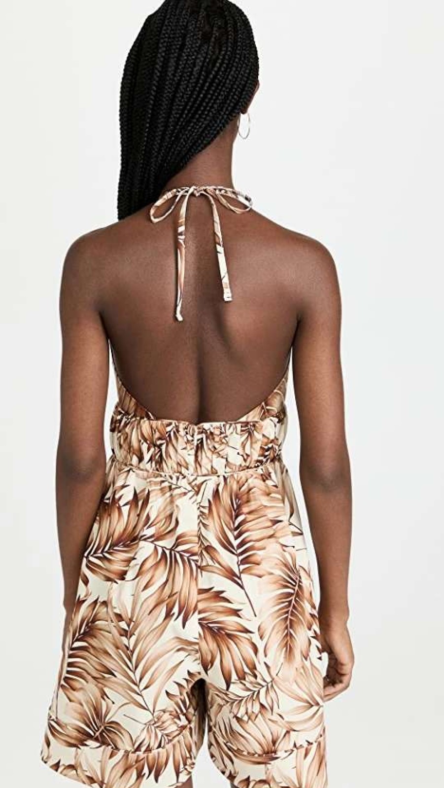 Jumpsuits * | Coupon Autumn Adeigbo Karina Jumpsuit Tan Palm Print