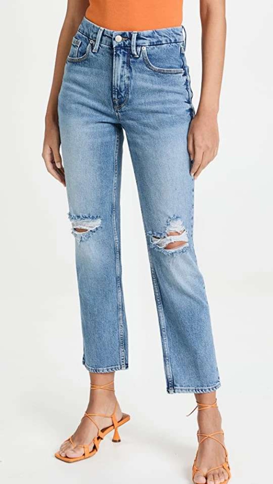 Straight Leg Jeans * | Outlet Good American Good '90S Cropped Icon Jeans Indigo068