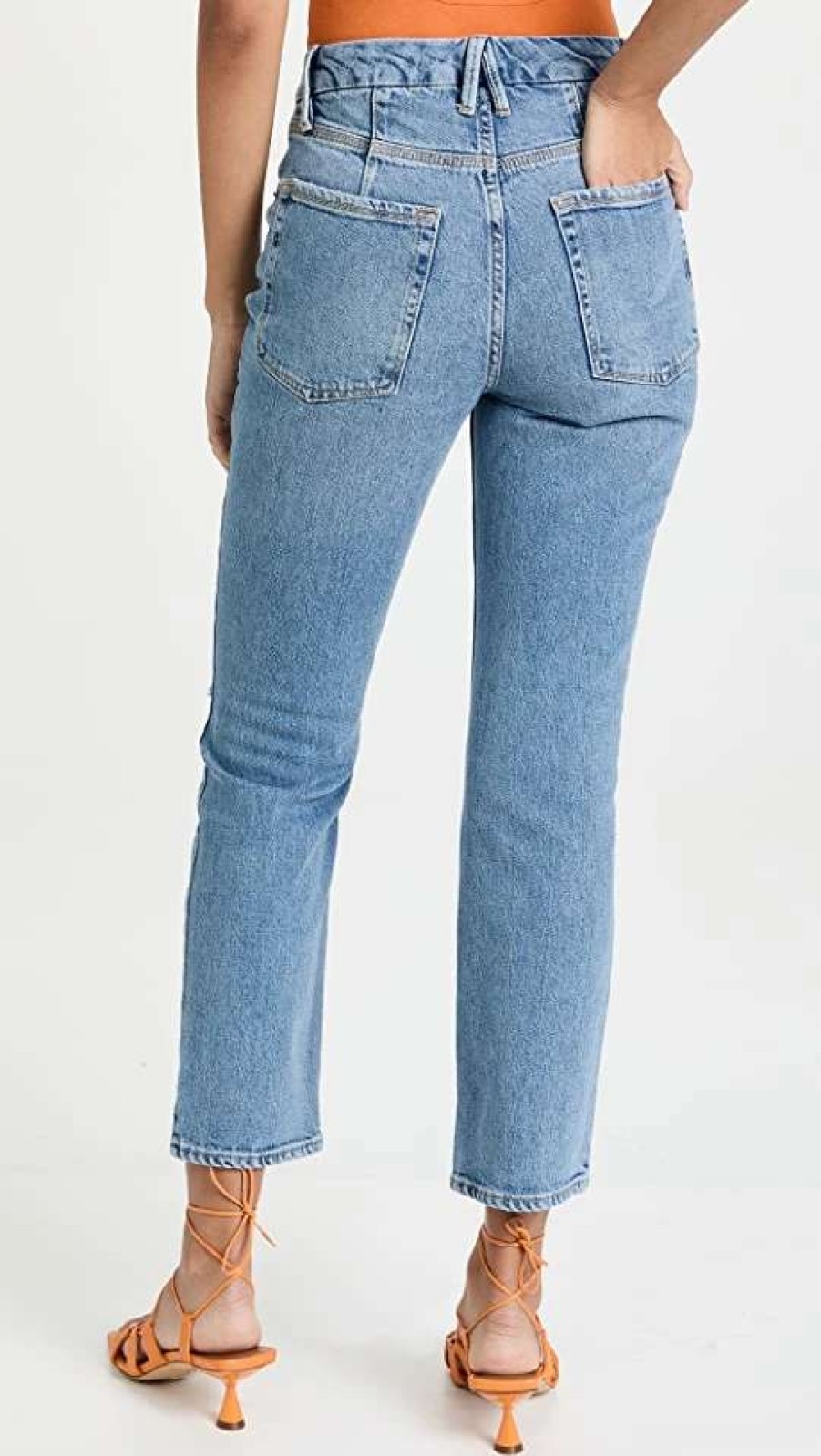 Straight Leg Jeans * | Outlet Good American Good '90S Cropped Icon Jeans Indigo068