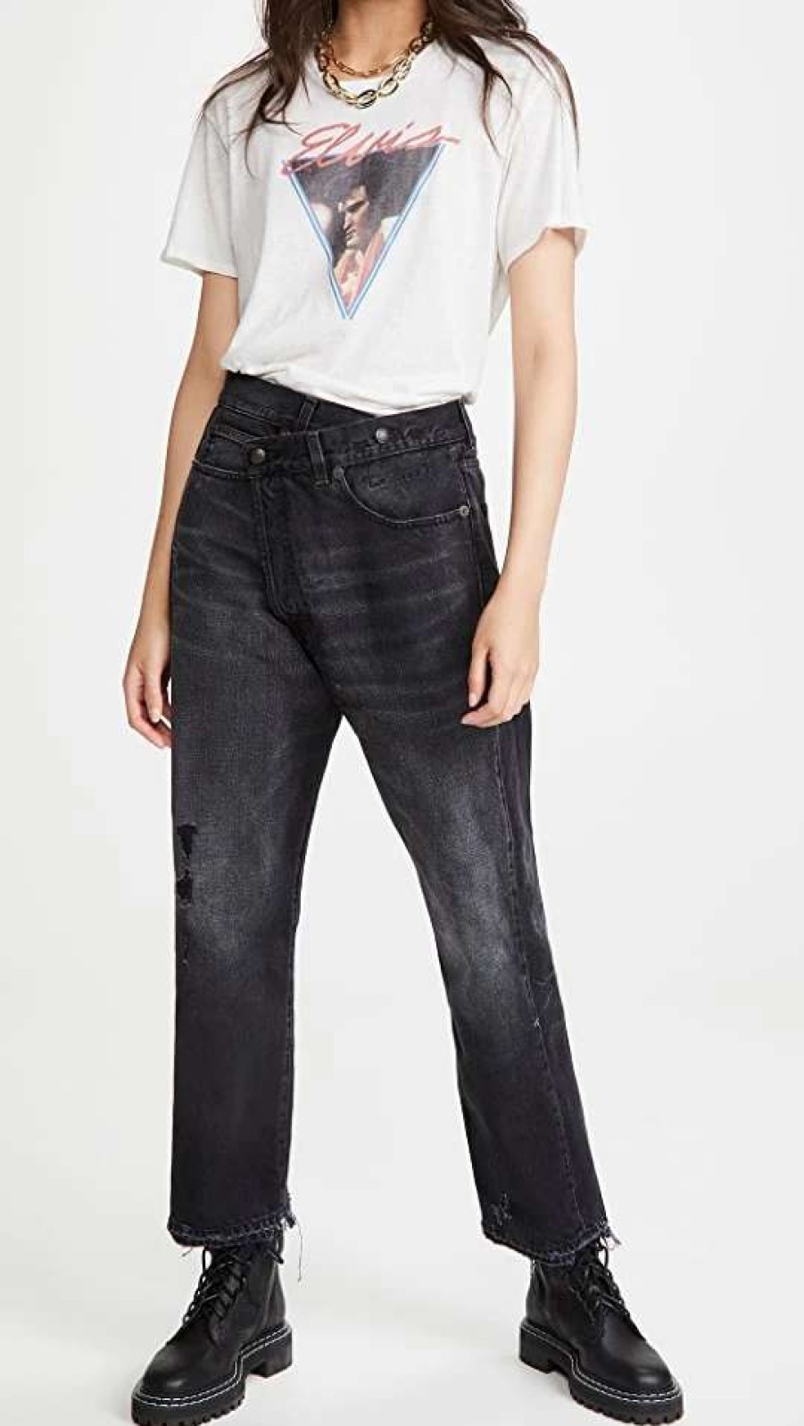 Straight Leg Jeans * | Cheap R13 Cross Over Jeans Jake Black