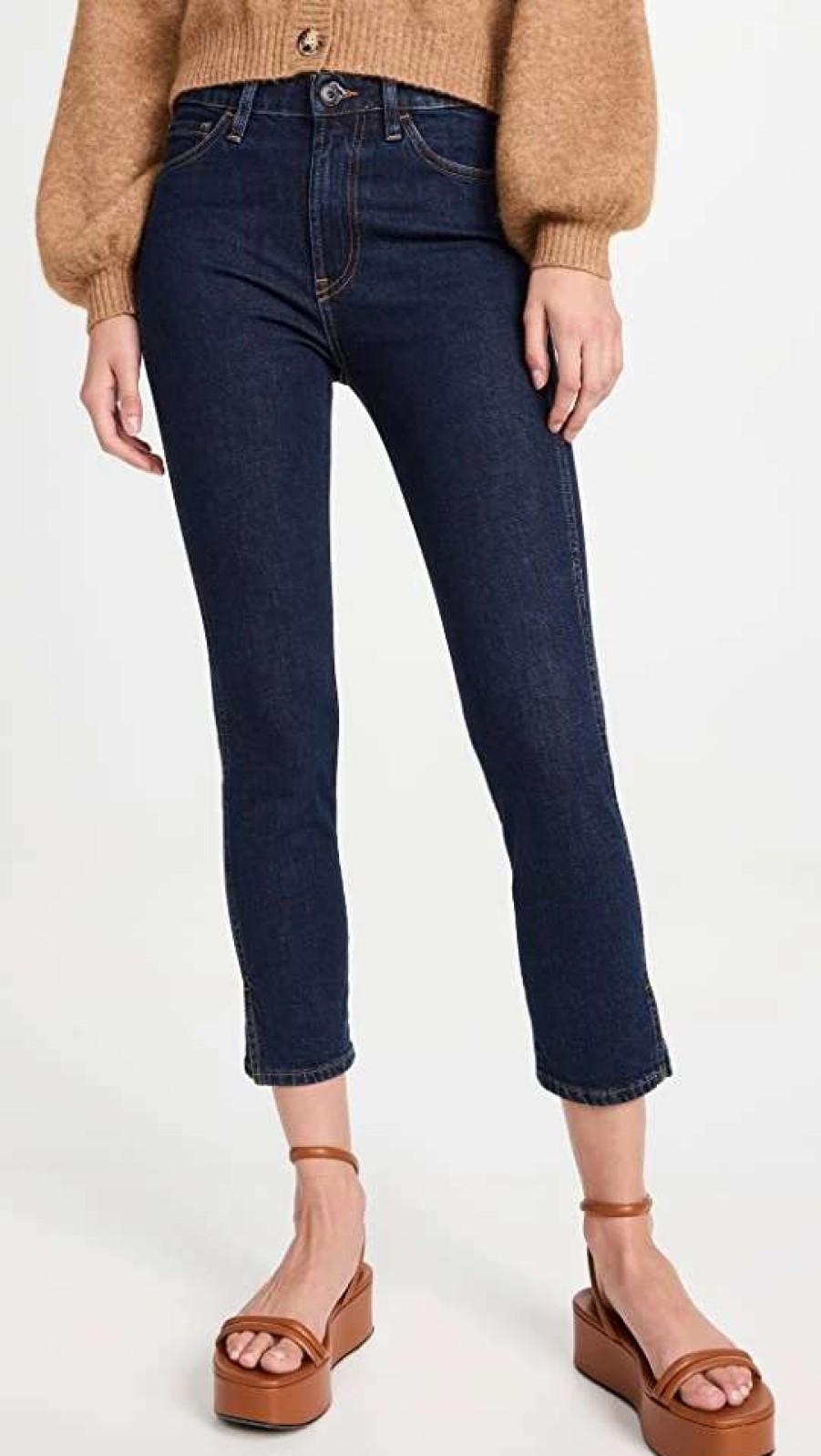 Straight Leg Jeans * | Budget 3 1 Straight Crop Leg Jeans Tinted