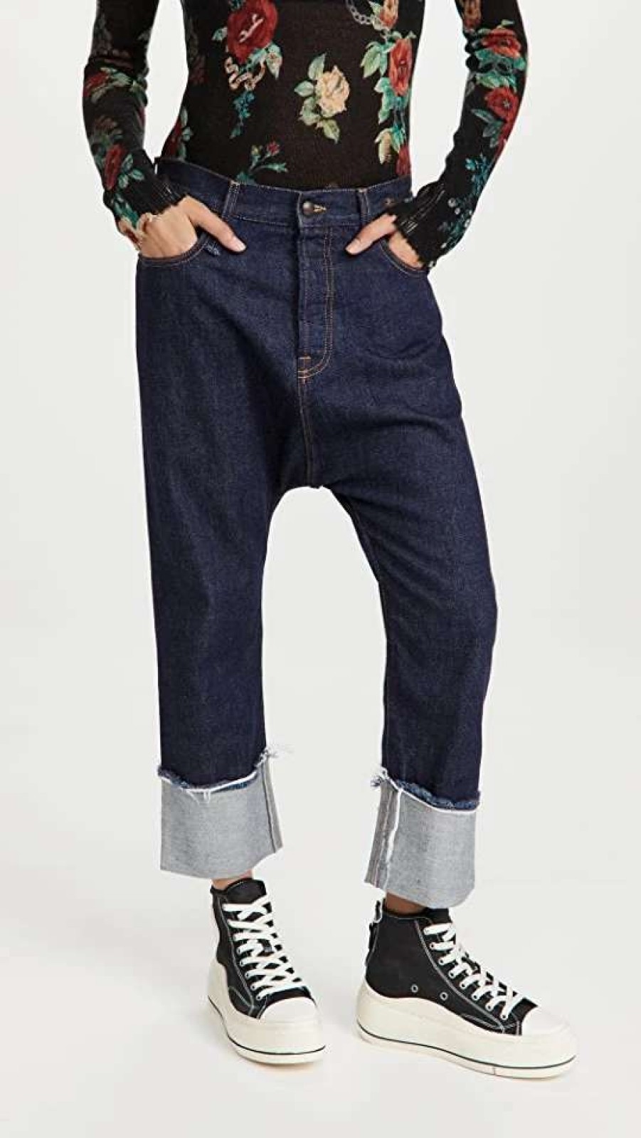 Straight Leg Jeans * | Brand New R13 Tailored Drop Jeans Indigo Rinse