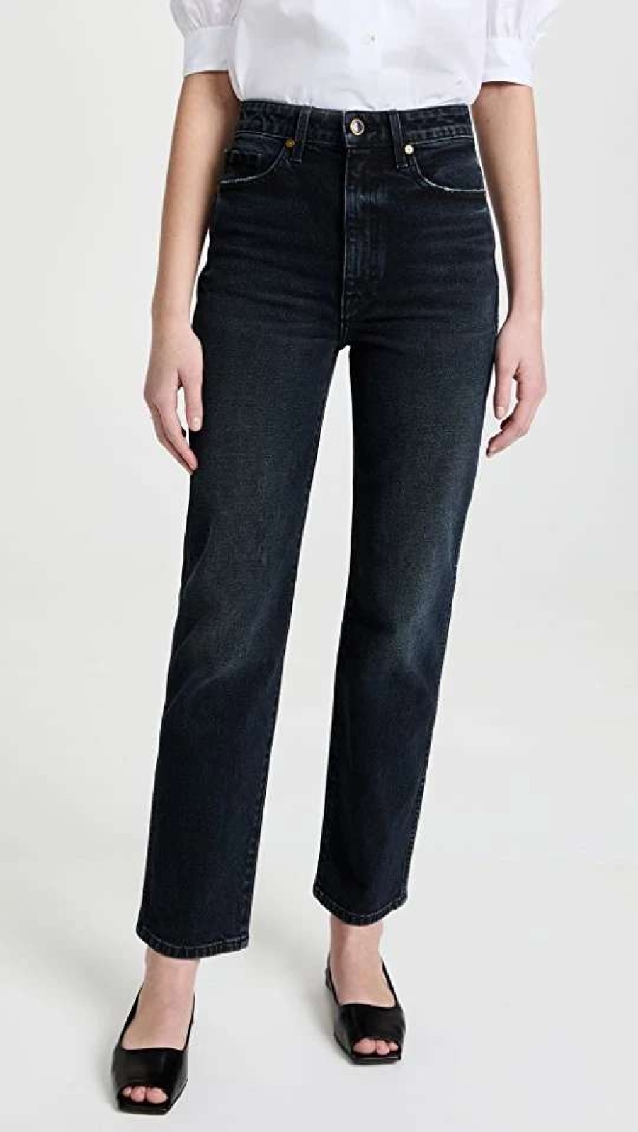 Straight Leg Jeans * | Top 10 Khaite Abigail Jeans Simsbury Stretch