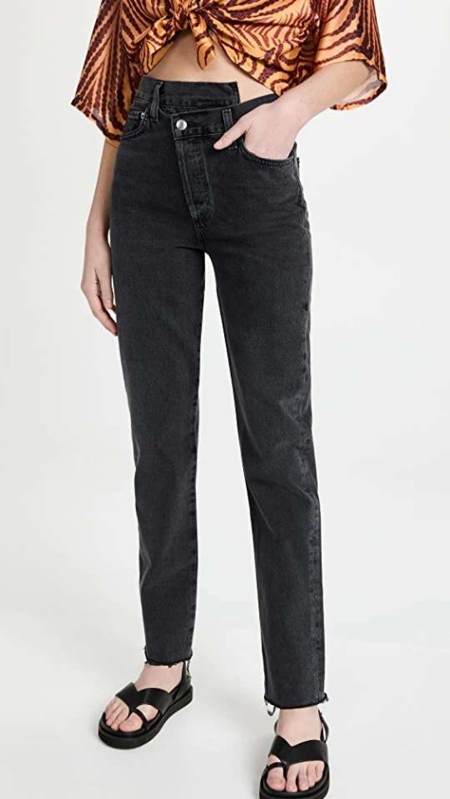 Straight Leg Jeans * | Flash Sale Agolde Criss Cross Straight Cut Jeans Shambles