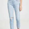 Straight Leg Jeans * | Flash Sale Agolde Riley High Rise Straight Crop Jeans Shatter