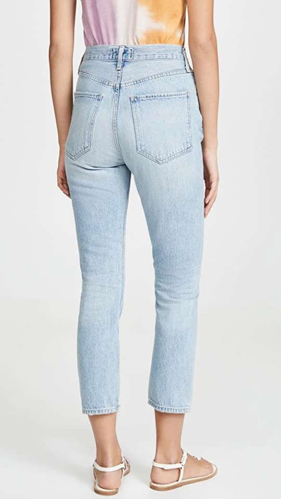 Straight Leg Jeans * | Flash Sale Agolde Riley High Rise Straight Crop Jeans Shatter