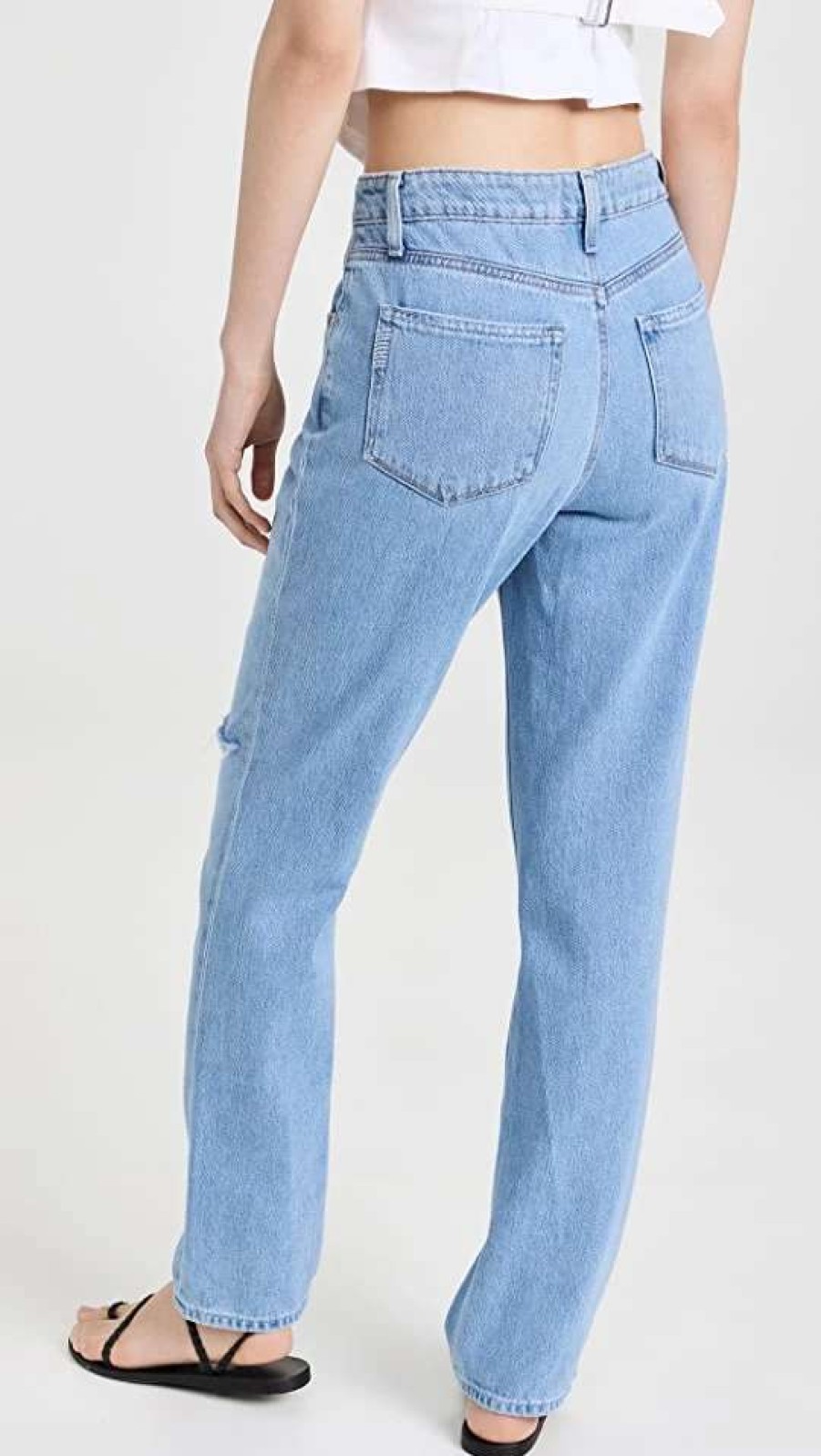 Straight Leg Jeans * | Budget Paige Chamomile Destructed Jeans