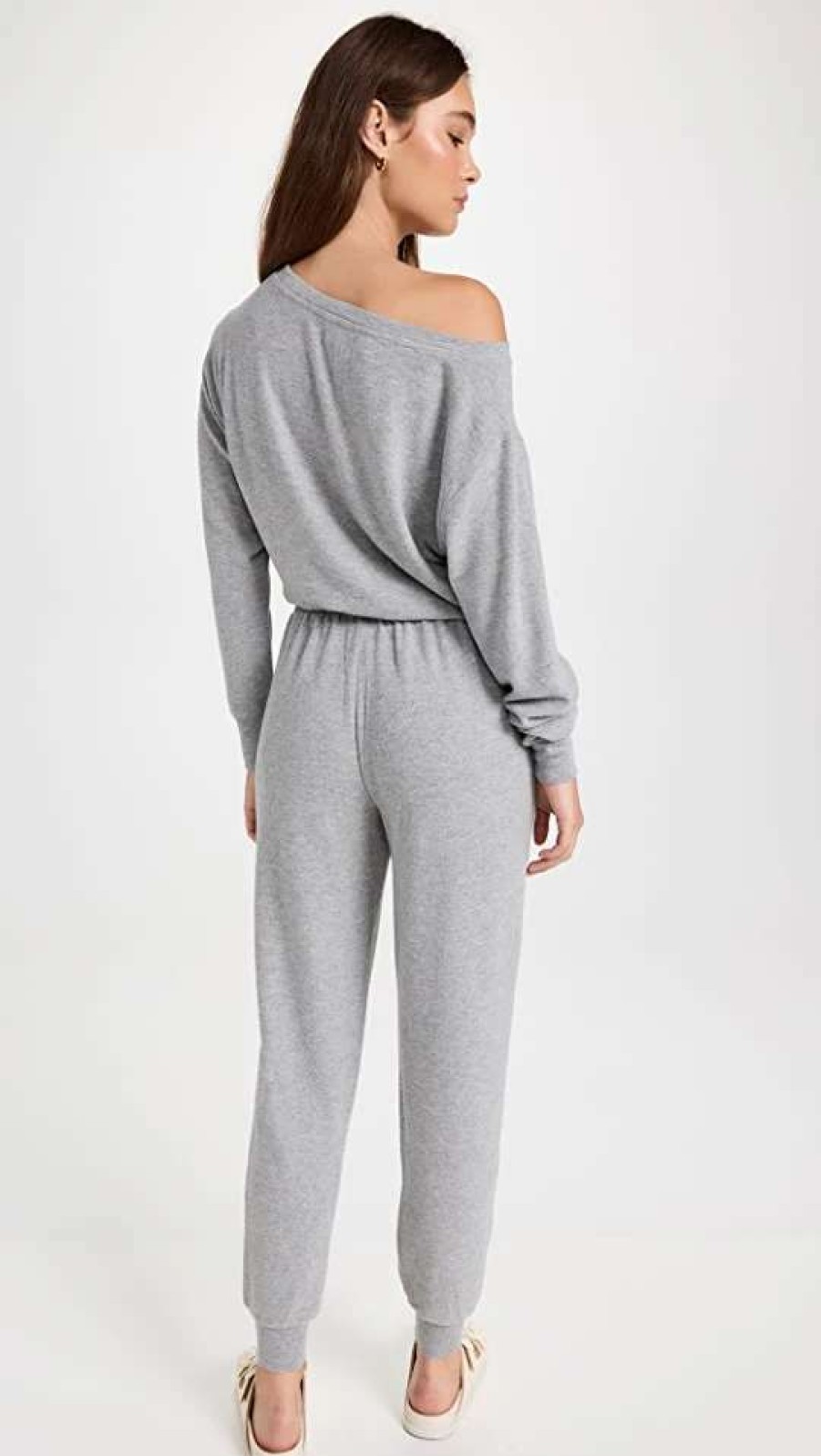 Jumpsuits * | Brand New Spiritual Gangster Off Shoulder Jumpsuit Heather Grey