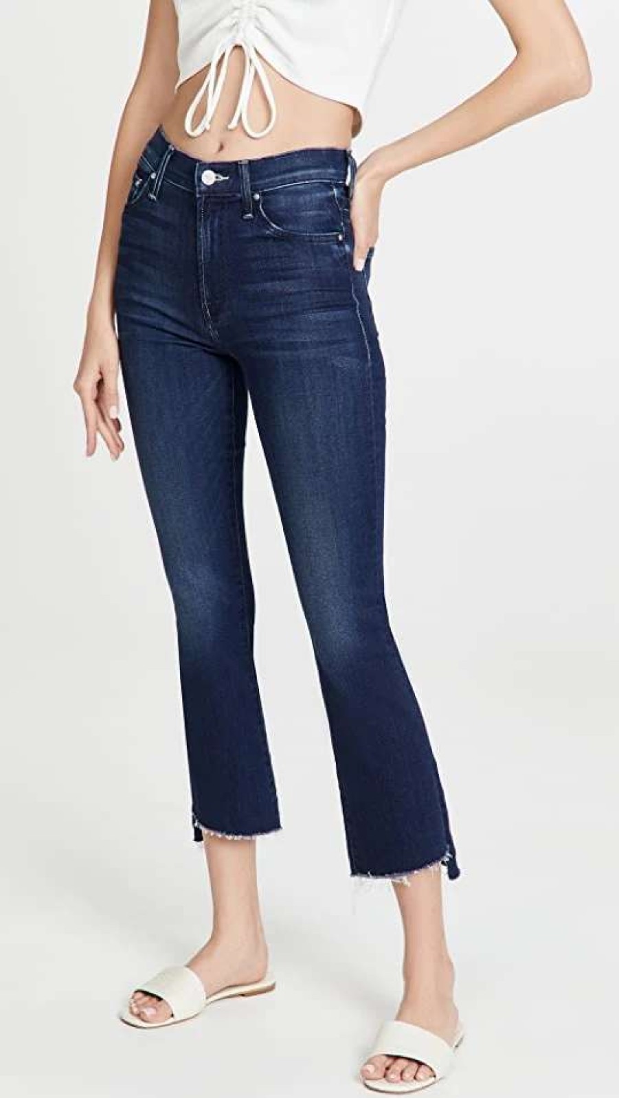 Straight Leg Jeans * | Discount Mother The Insider Crop Step Fray Jeans Tongue In Chic