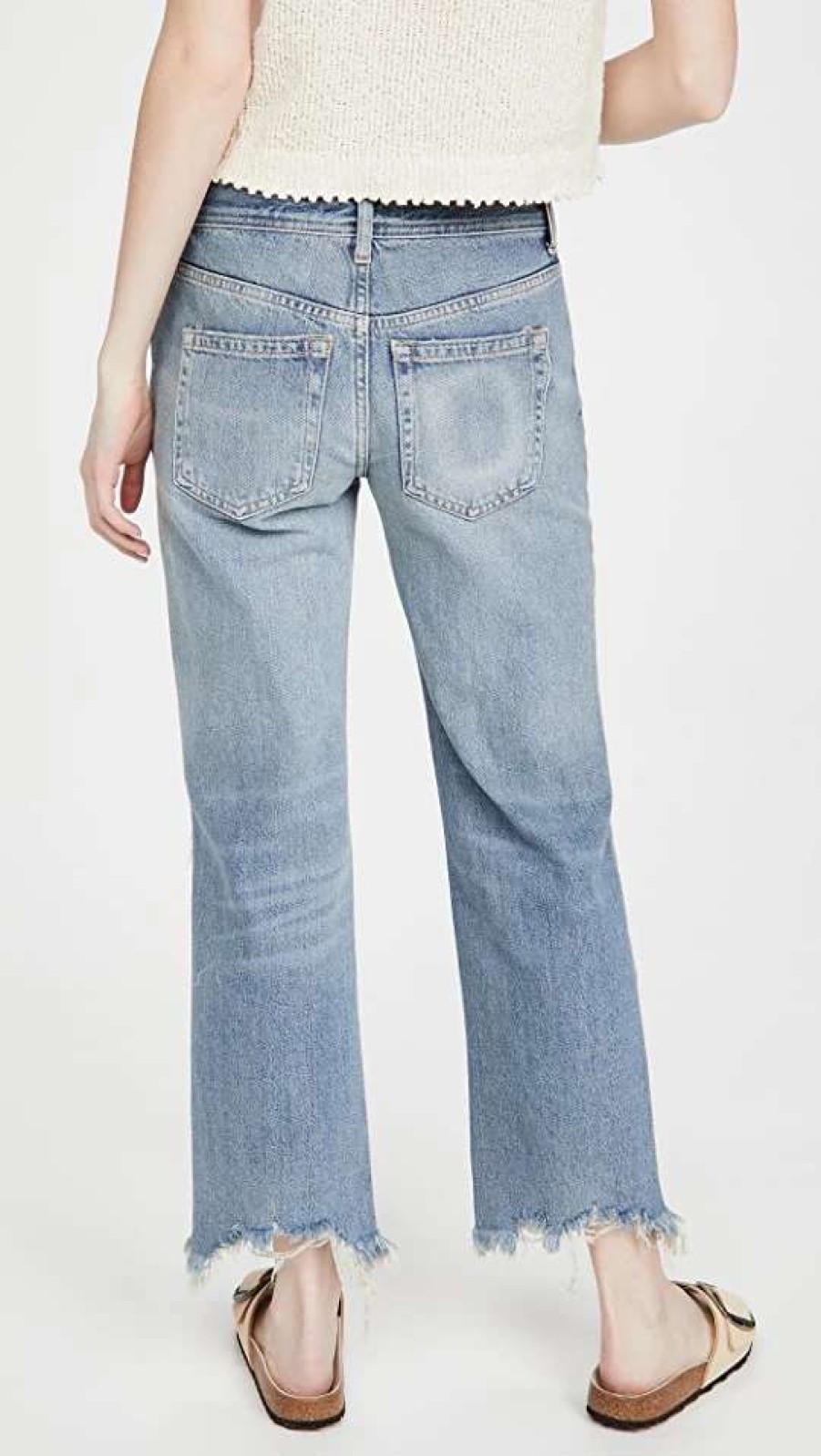 Straight Leg Jeans * | Promo Free People Maggie Mid Rise Straight Jeans Aged To Perfection