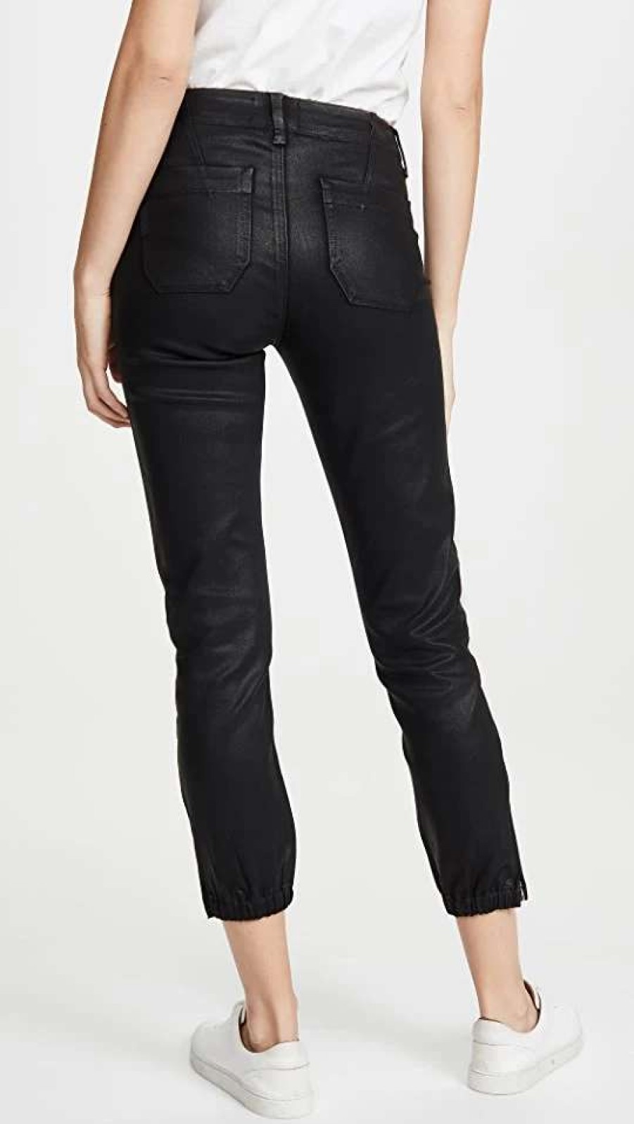 Straight Leg Jeans * | New Paige Mayslie Joggers Black Fog Luxe Coated