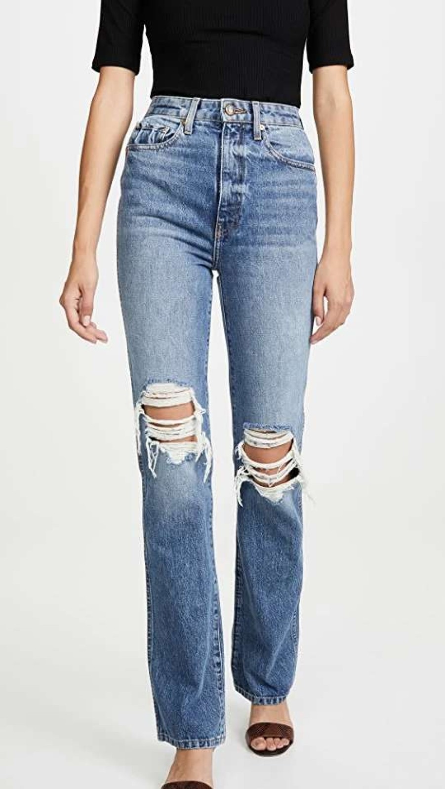 Straight Leg Jeans * | Best Sale Khaite Danielle High Rise Stovepipe Jeans Portland