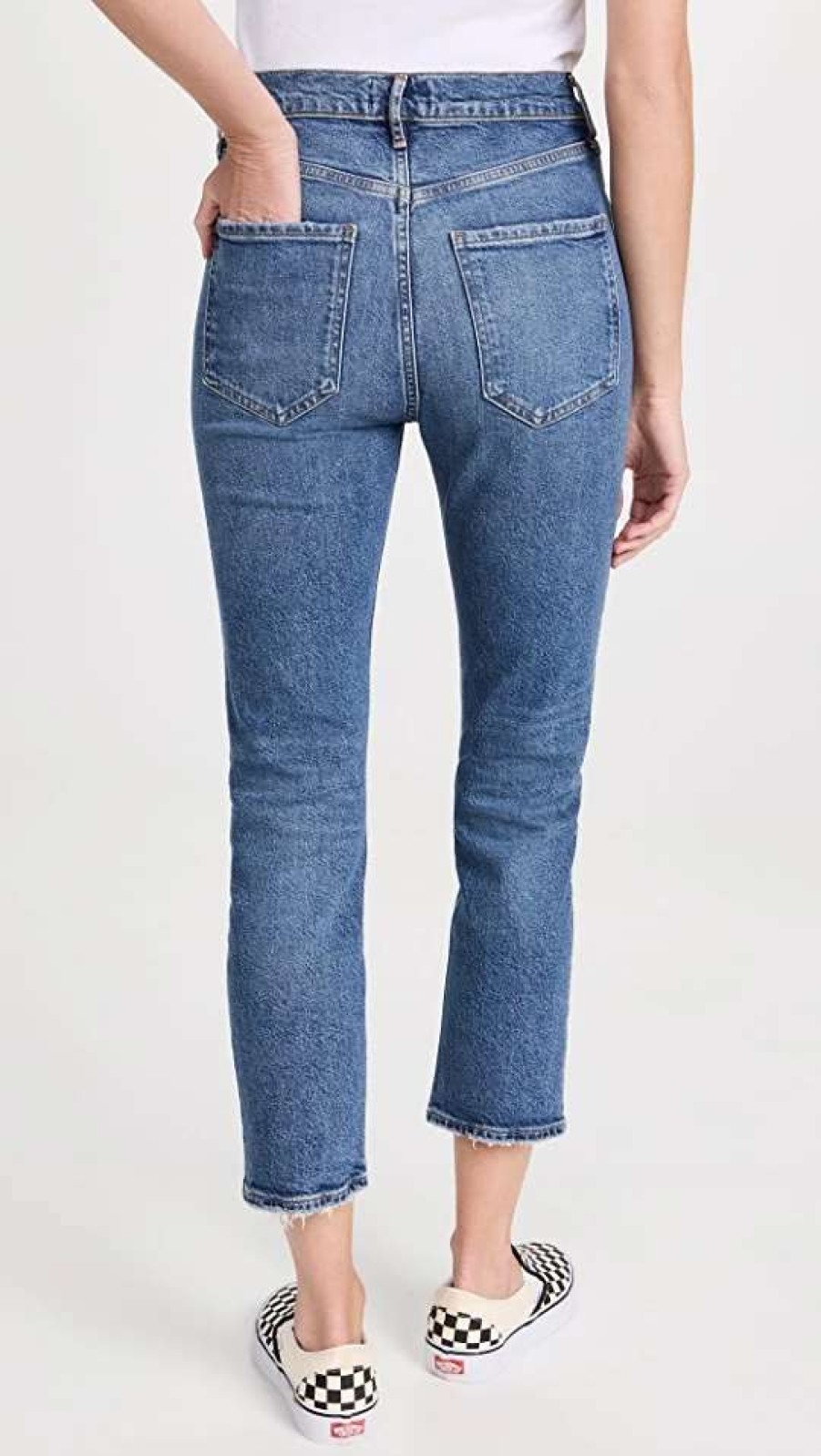 Straight Leg Jeans * | Wholesale Agolde Riley High Rise Straight Crop Jeans Silence