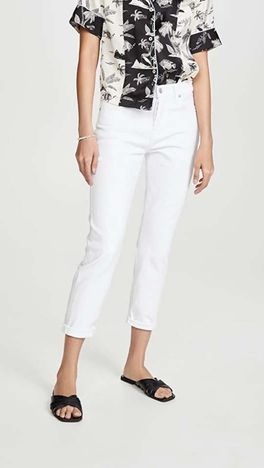 Straight Leg Jeans * | Best Sale 7 For All Mankind Josefina Boyfriend Jeans White