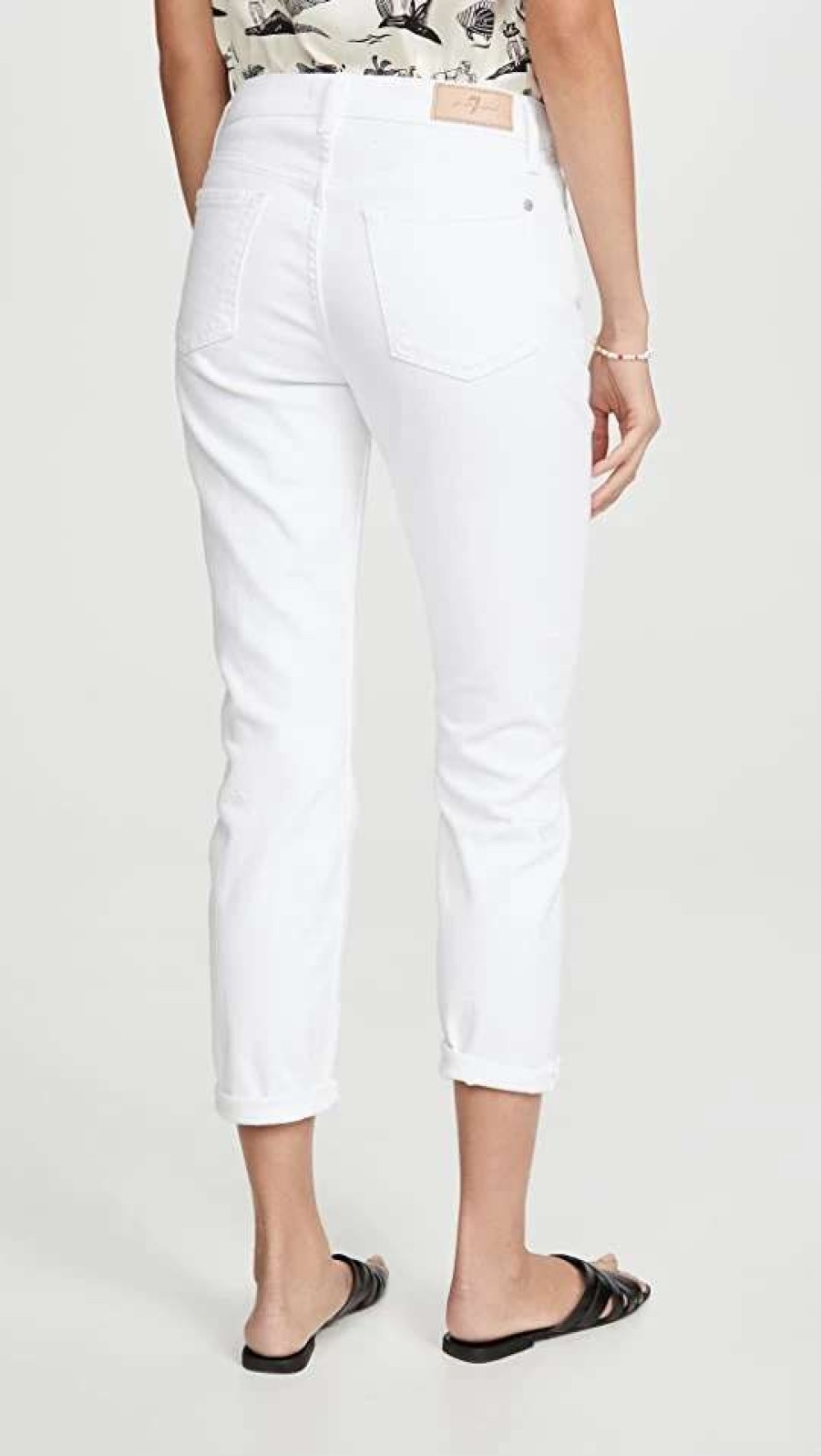 Straight Leg Jeans * | Best Sale 7 For All Mankind Josefina Boyfriend Jeans White