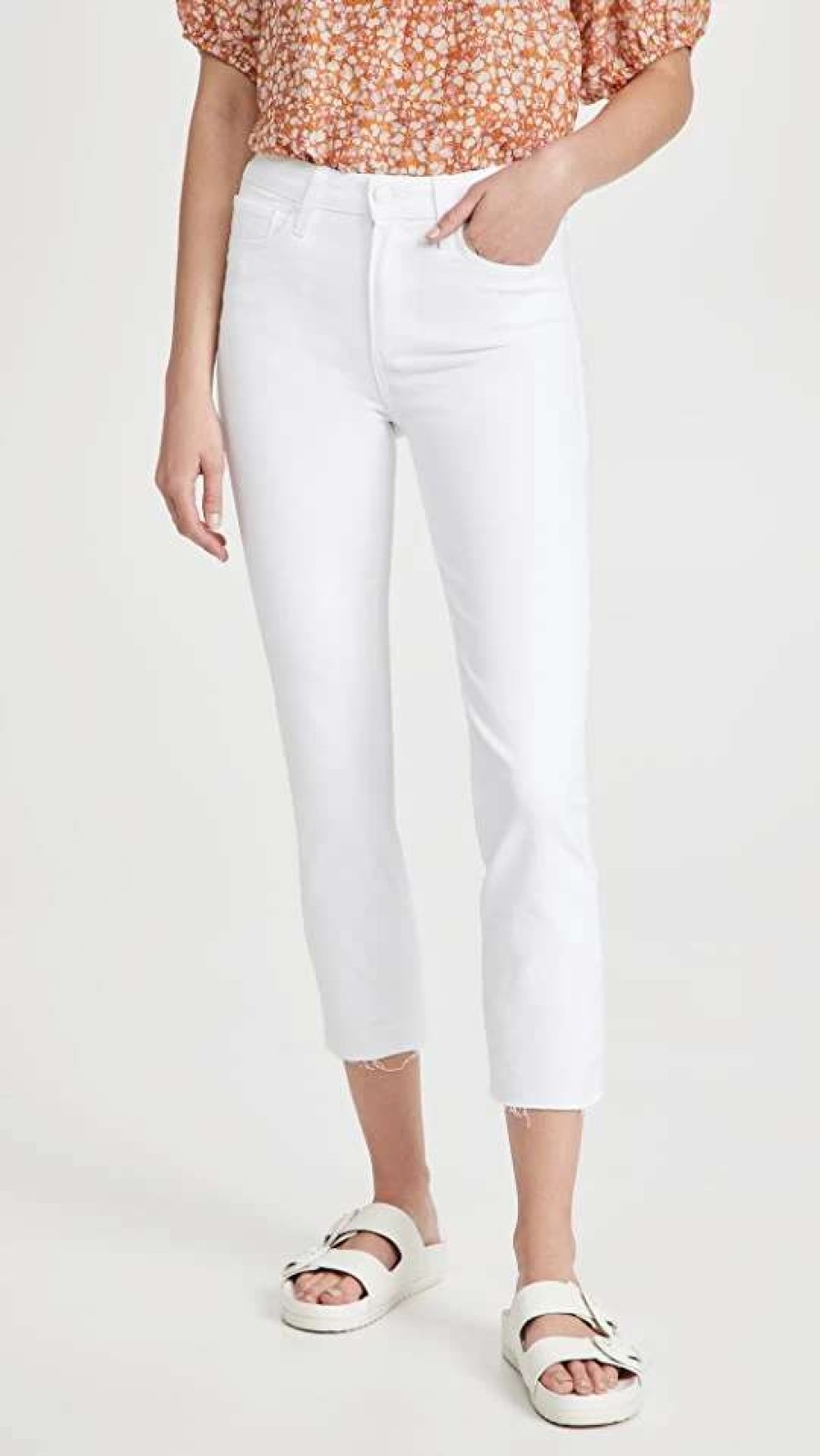 Straight Leg Jeans * | Cheap Paige Cindy Crop Jeans Crisp White