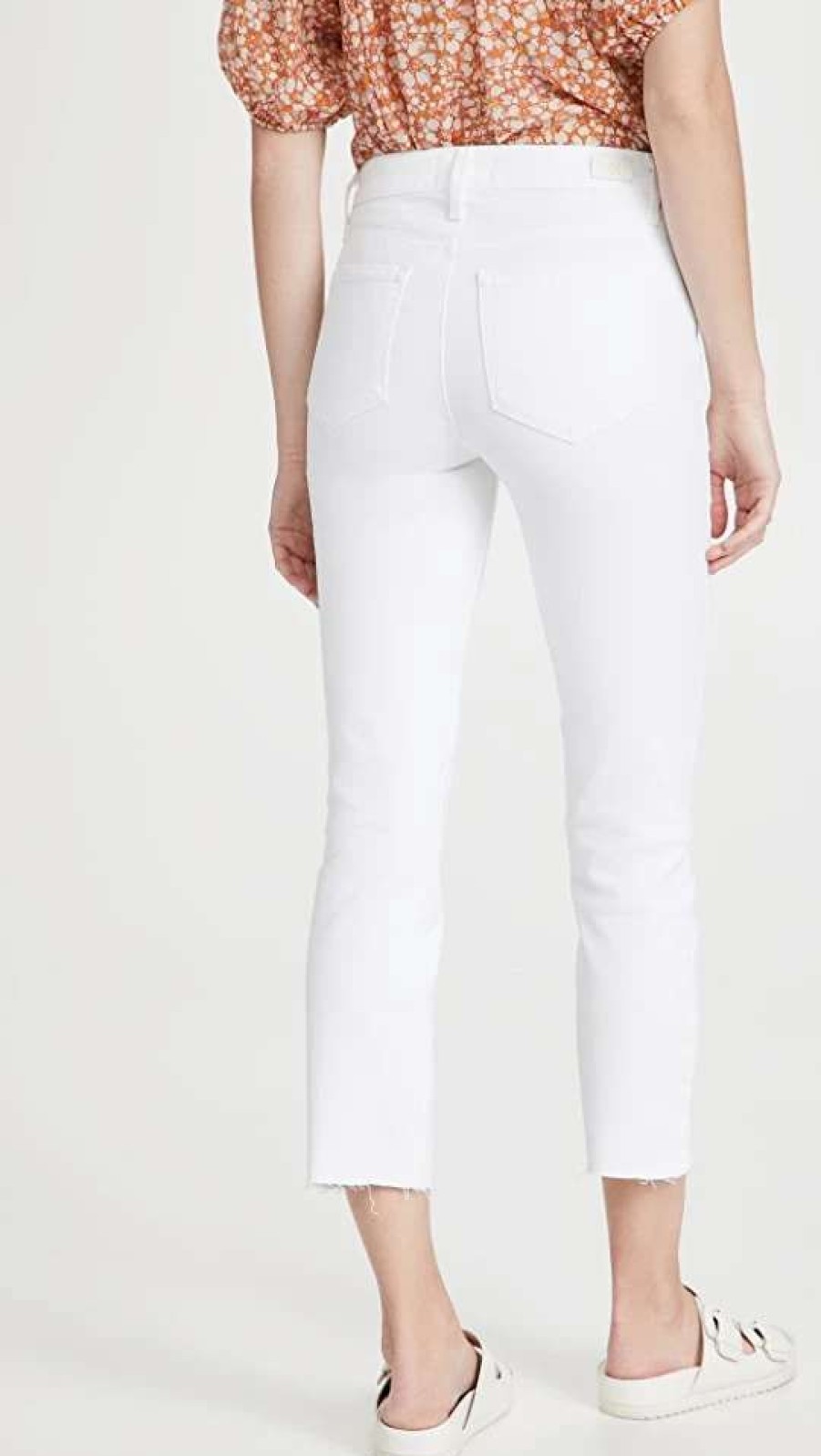 Straight Leg Jeans * | Cheap Paige Cindy Crop Jeans Crisp White