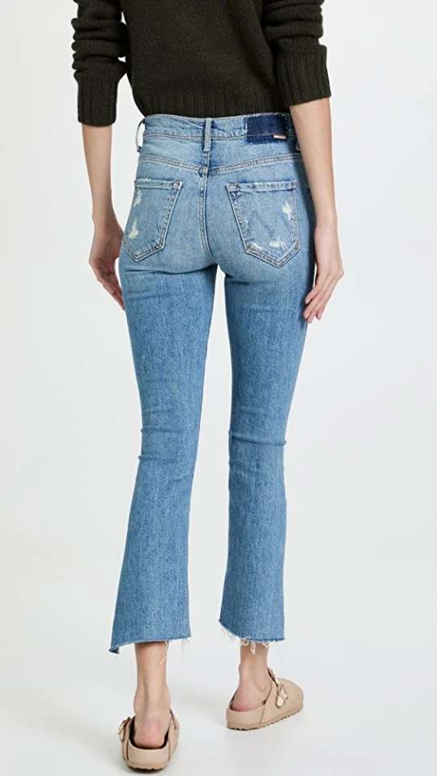 Straight Leg Jeans * | Hot Sale Mother The Insider Crop Step Fray Jeans Holy Melancholy