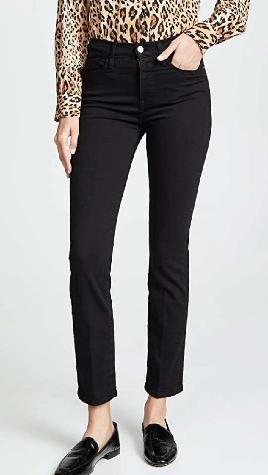 Straight Leg Jeans * | New Frame Le High Straight Jeans Film Noir