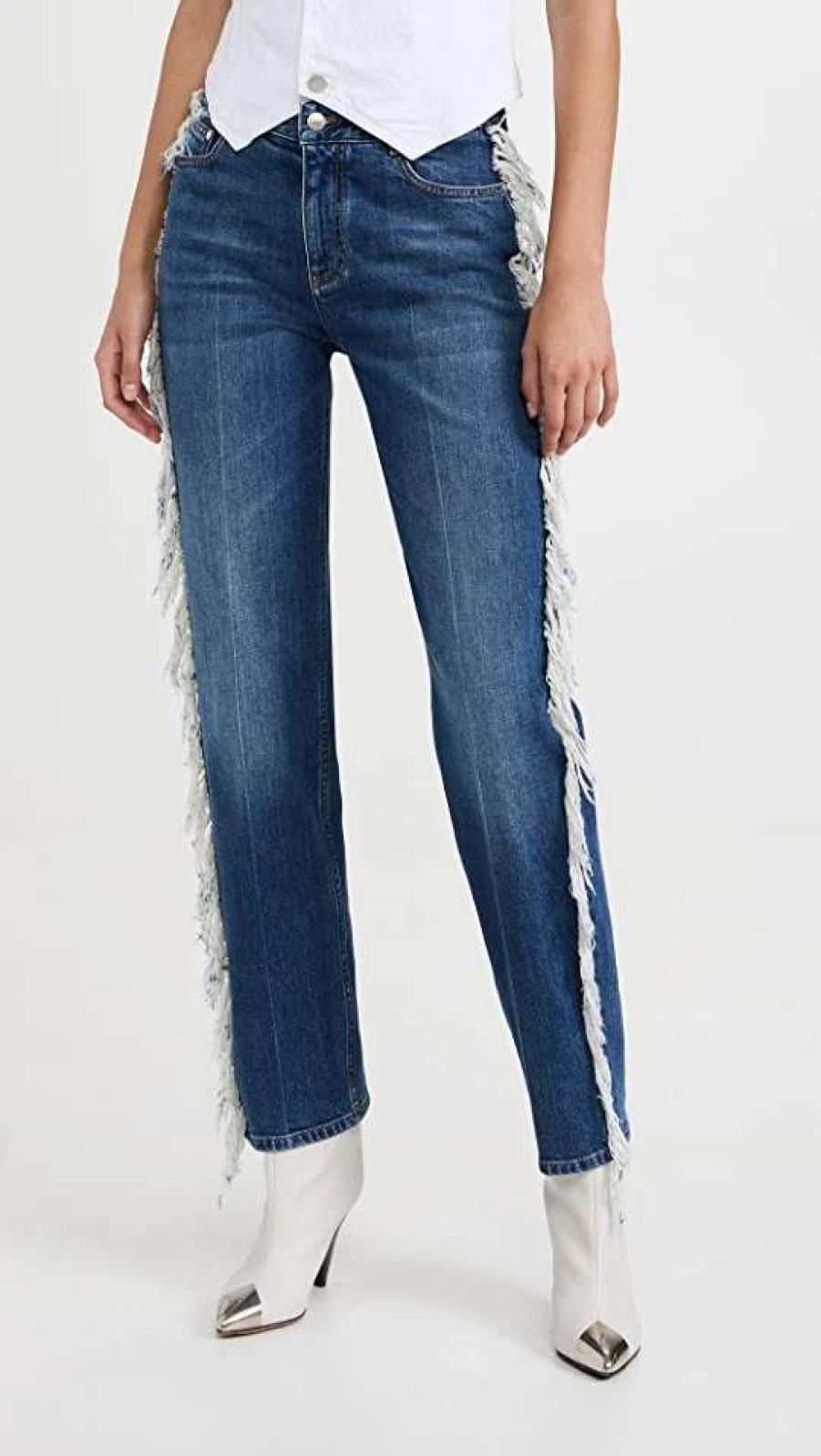 Straight Leg Jeans * | Promo Stella Mccartney Vintage Fringe Straight Leg Jeans Vintage Dark