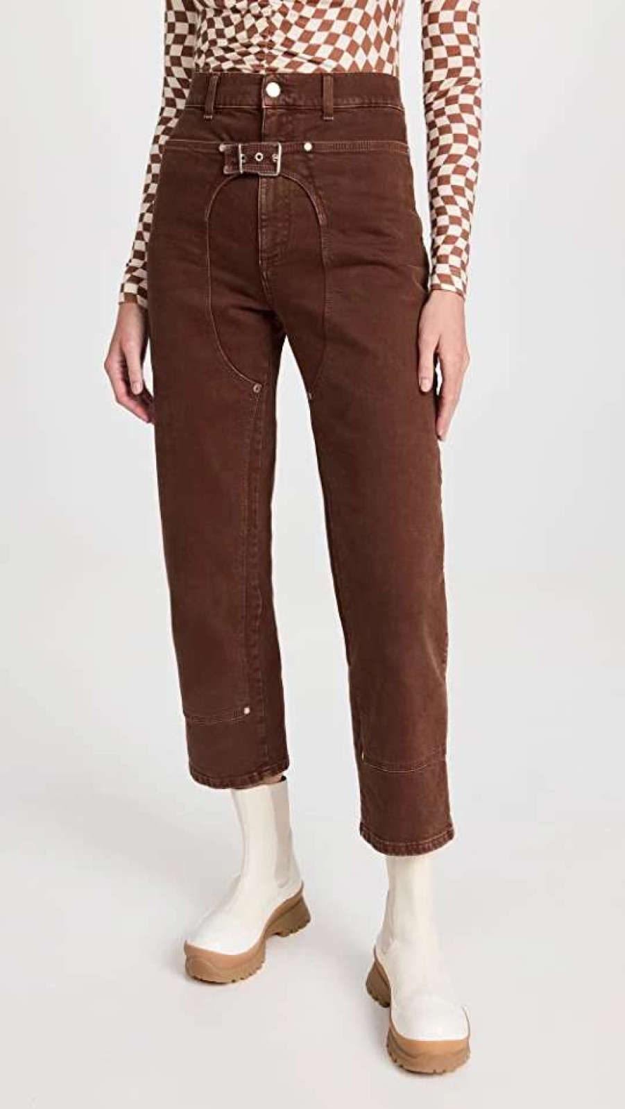 Straight Leg Jeans * | Outlet Stella Mccartney Mahogany Workwear Cropped Jeans