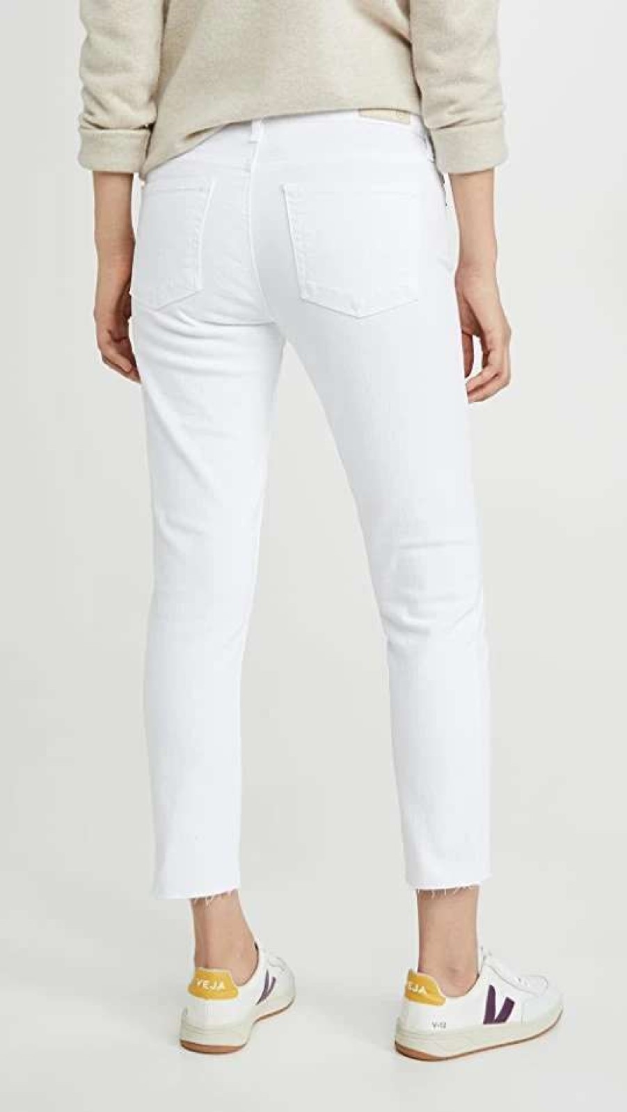 Straight Leg Jeans * | Cheap Ag The Prima Crop Jeans White