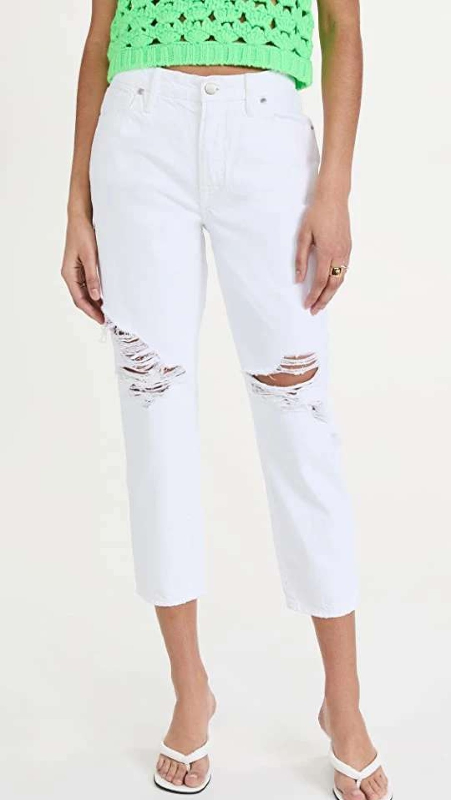 Straight Leg Jeans * | New Good American Good Girlfriend Petite Jeans White035