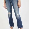 Straight Leg Jeans * | Cheap Mother The Insider Crop Step Chew Jeans Dancing On Coals