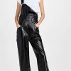 Jumpsuits * | Best Reviews Of Good American Faux Leather Overalls Blackeel001