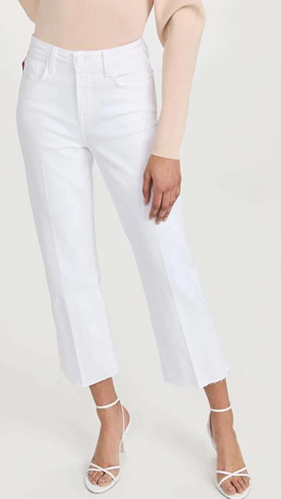 Straight Leg Jeans * | Wholesale L'Agence Wanda Crop Wide Leg Jeans Blanc