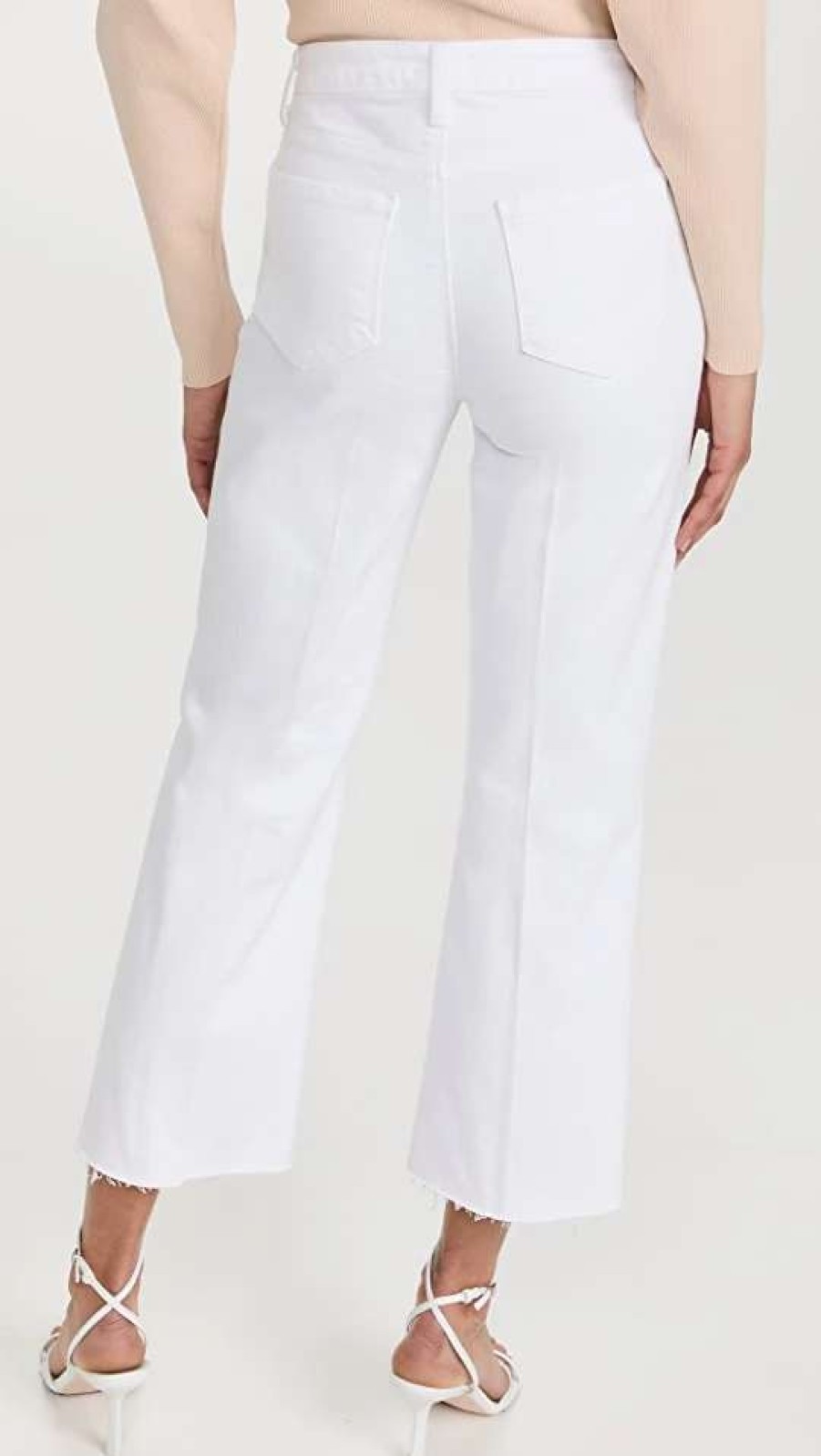 Straight Leg Jeans * | Wholesale L'Agence Wanda Crop Wide Leg Jeans Blanc