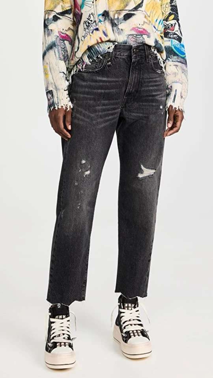 Straight Leg Jeans * | Best Sale R13 Boyfriend Jeans Everit Black