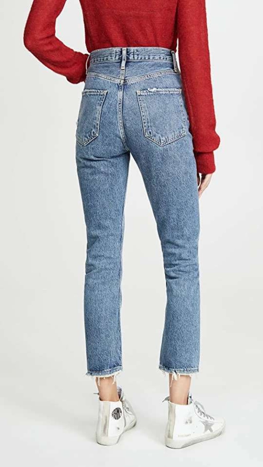 Straight Leg Jeans * | Buy Agolde Riley High Rise Straight Crop Jeans Frequency