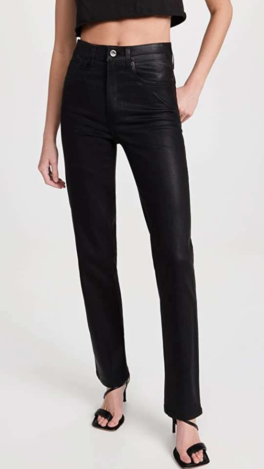 Straight Leg Jeans * | Cheapest Le Jean Sabine Straight Leg Pants Black Coated