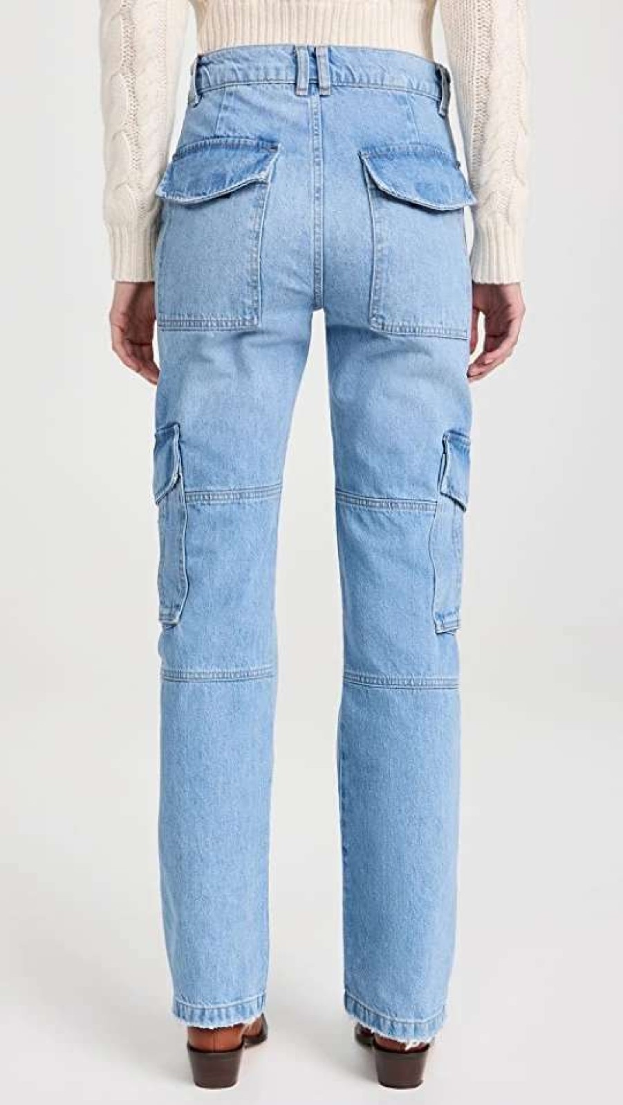 Straight Leg Jeans * | Discount Frame High Rise Utility Straight Leg Jeans Acapella