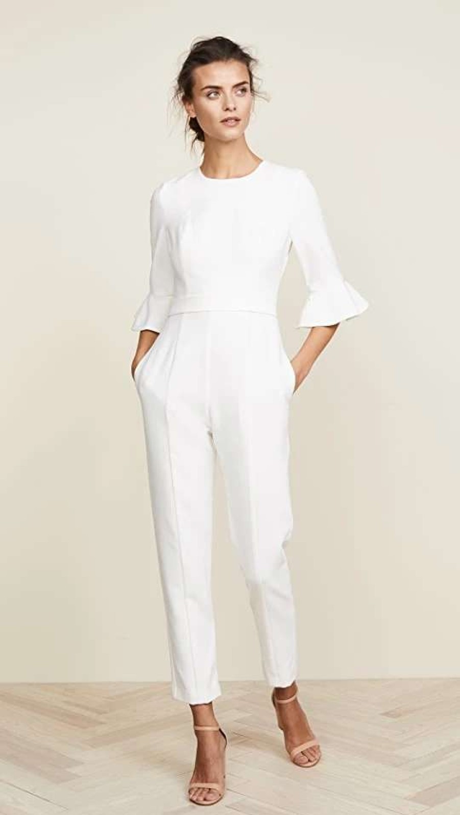 Jumpsuits * | Top 10 Black Halo Brooklyn Jumpsuit White