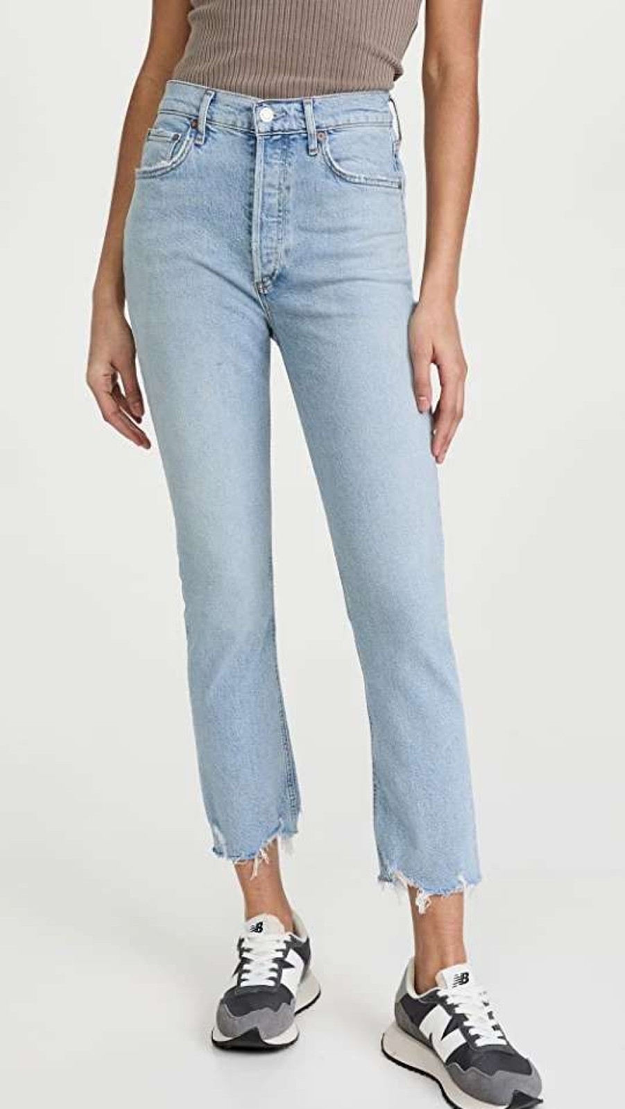 Straight Leg Jeans * | Flash Sale Agolde Riley Crop Jeans Bitter