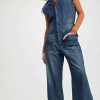 Jumpsuits * | Best Deal One Teaspoon Used Blue Safari Camp Overalls