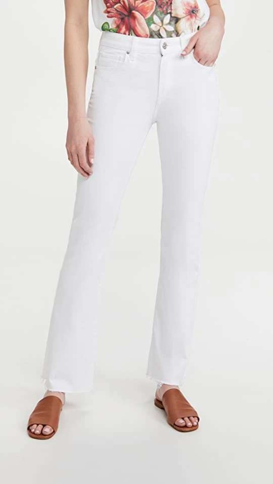 Straight Leg Jeans * | Best Pirce Paige High Rise Laurel Canyon Jeans Crisp White