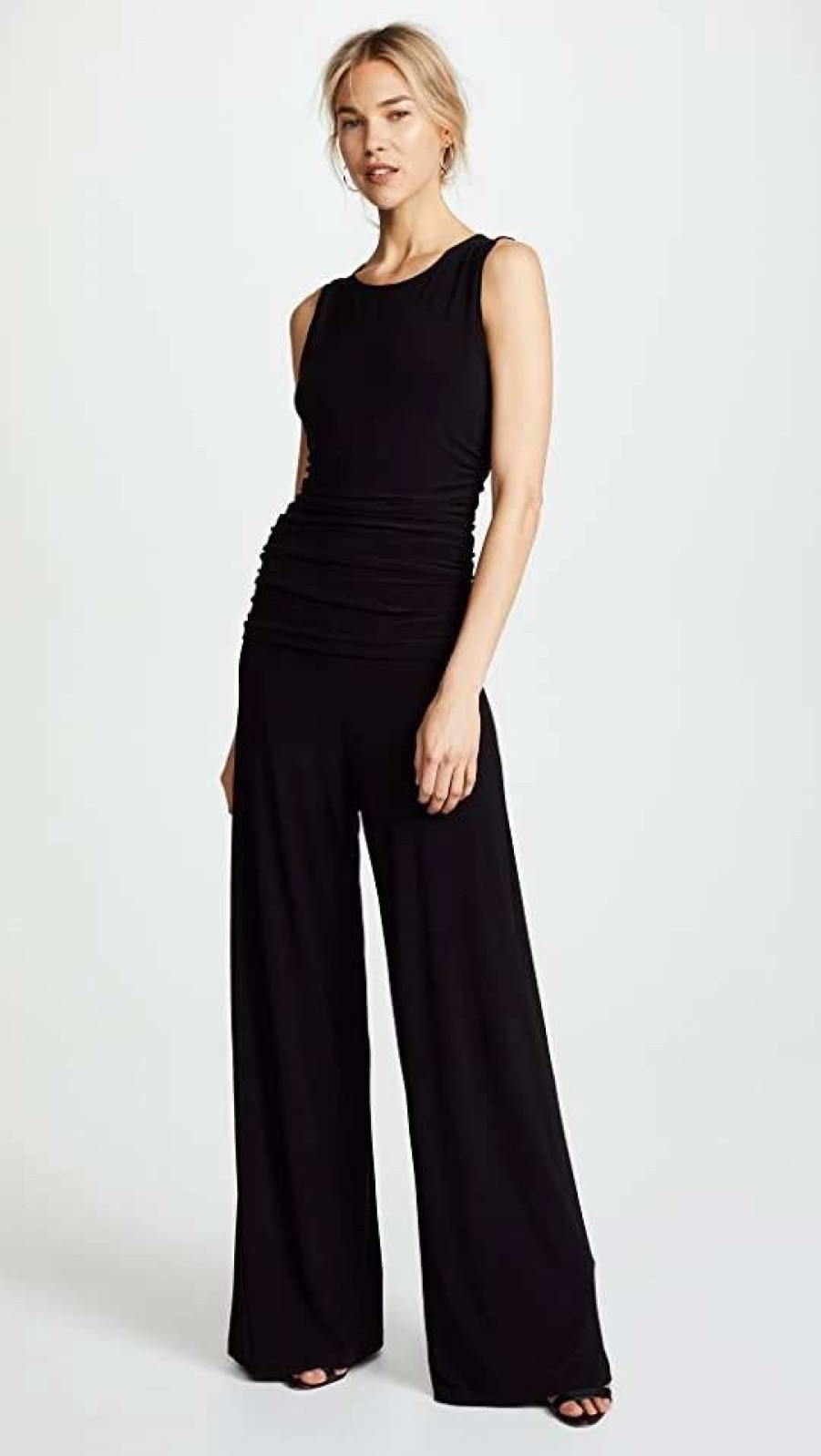 Jumpsuits * | Top 10 Norma Kamali Kamali Kulture Shirred Waist Jumpsuit Black