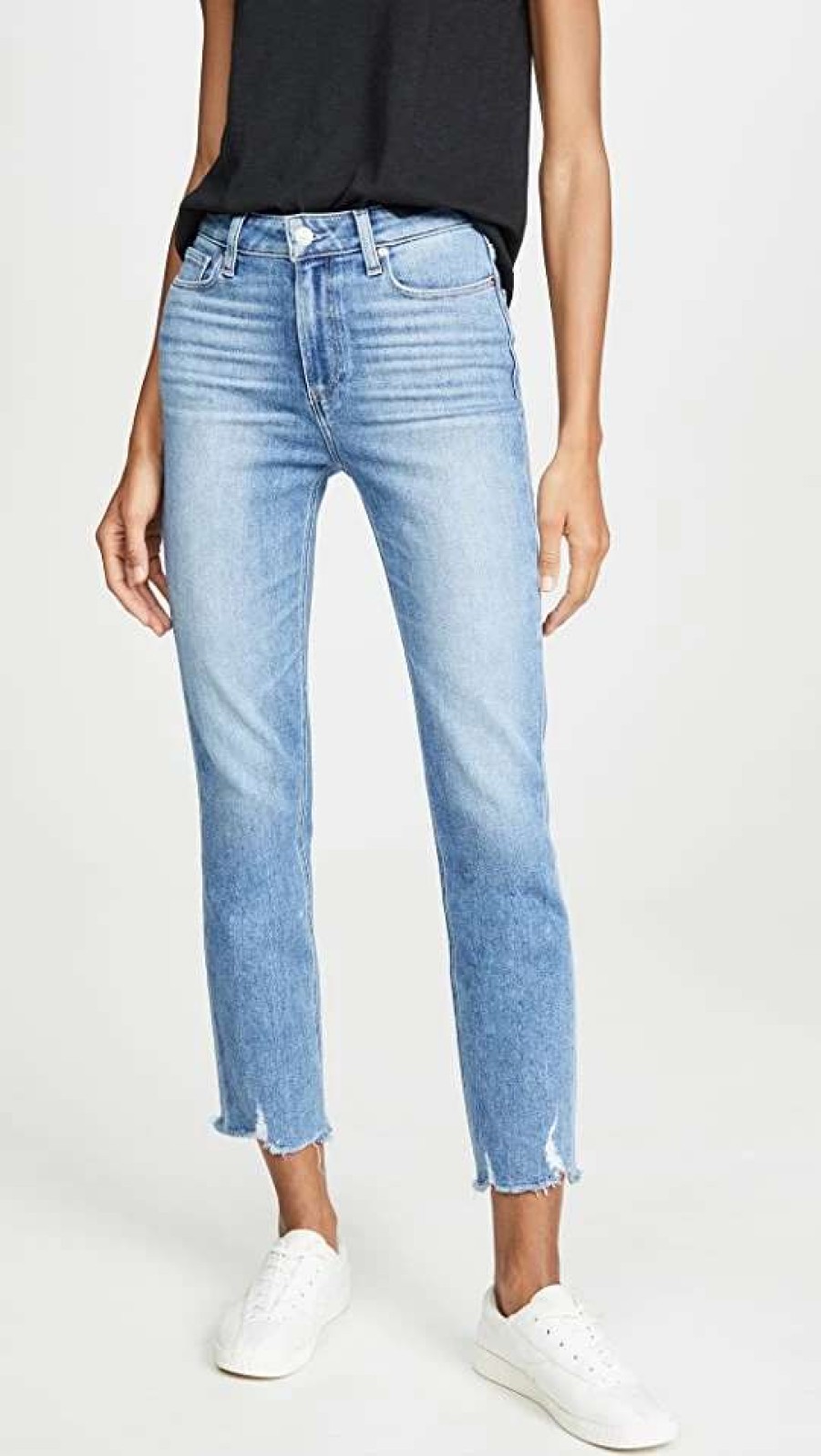 Straight Leg Jeans * | Wholesale Paige Cindy Jeans With Destroyed Hem Mel