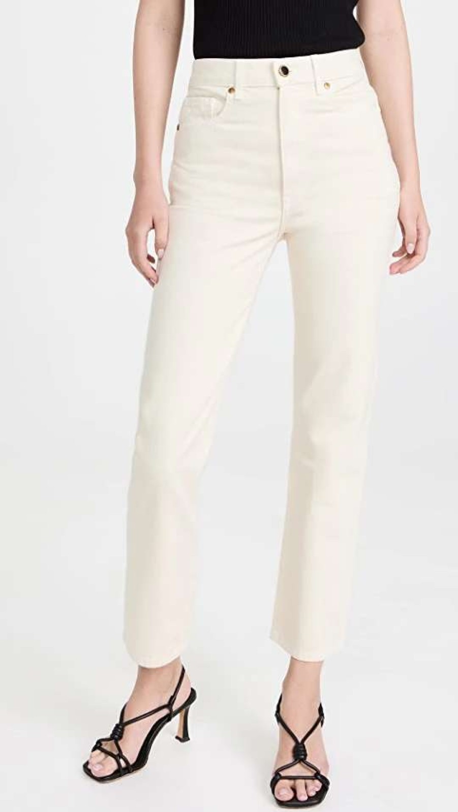 Straight Leg Jeans * | Brand New Khaite Abigail Jean Ivory Rigid