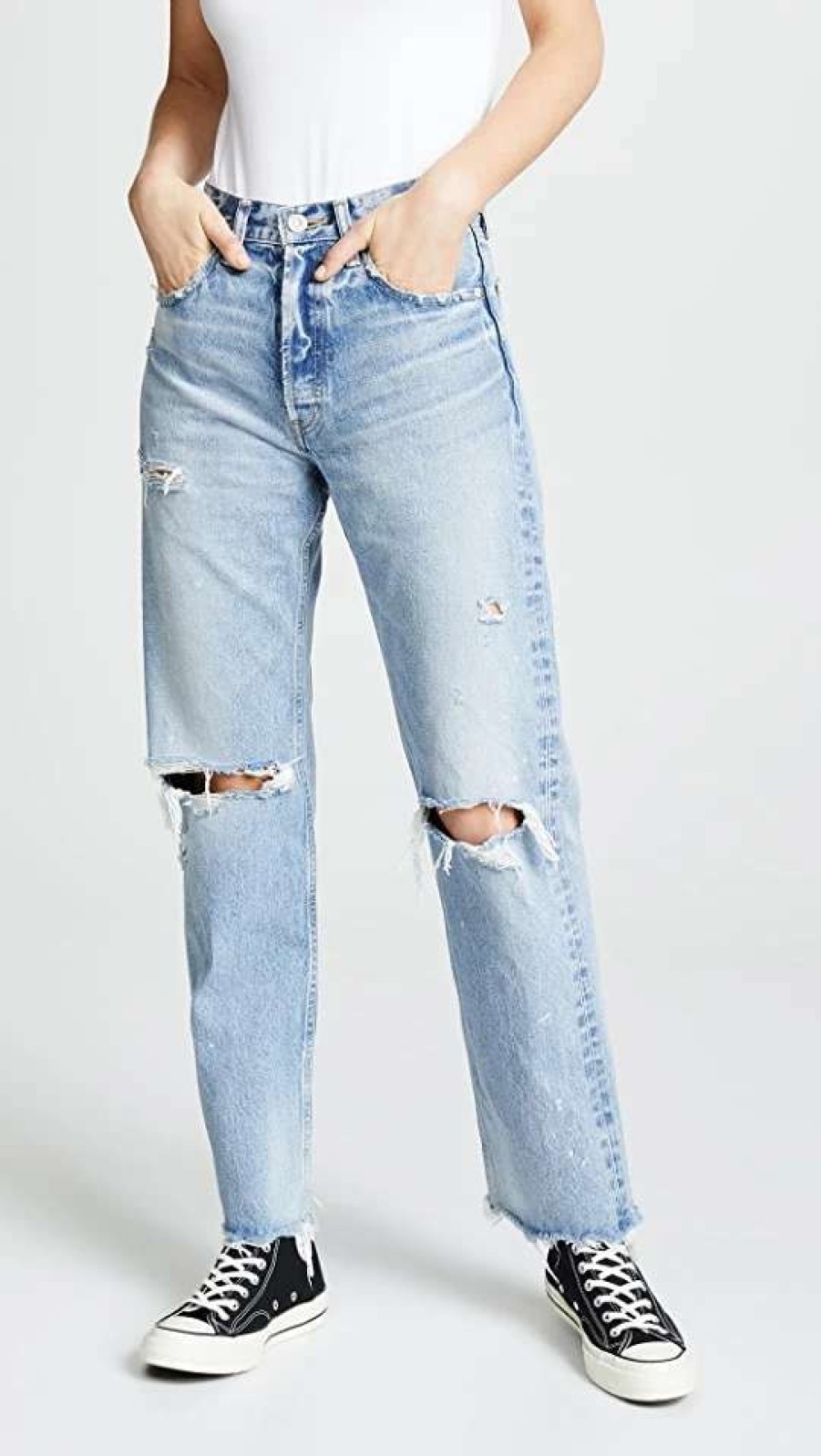 Straight Leg Jeans * | Top 10 Moussy Vintage Mv Odessa Wide Straight Jeans Blue