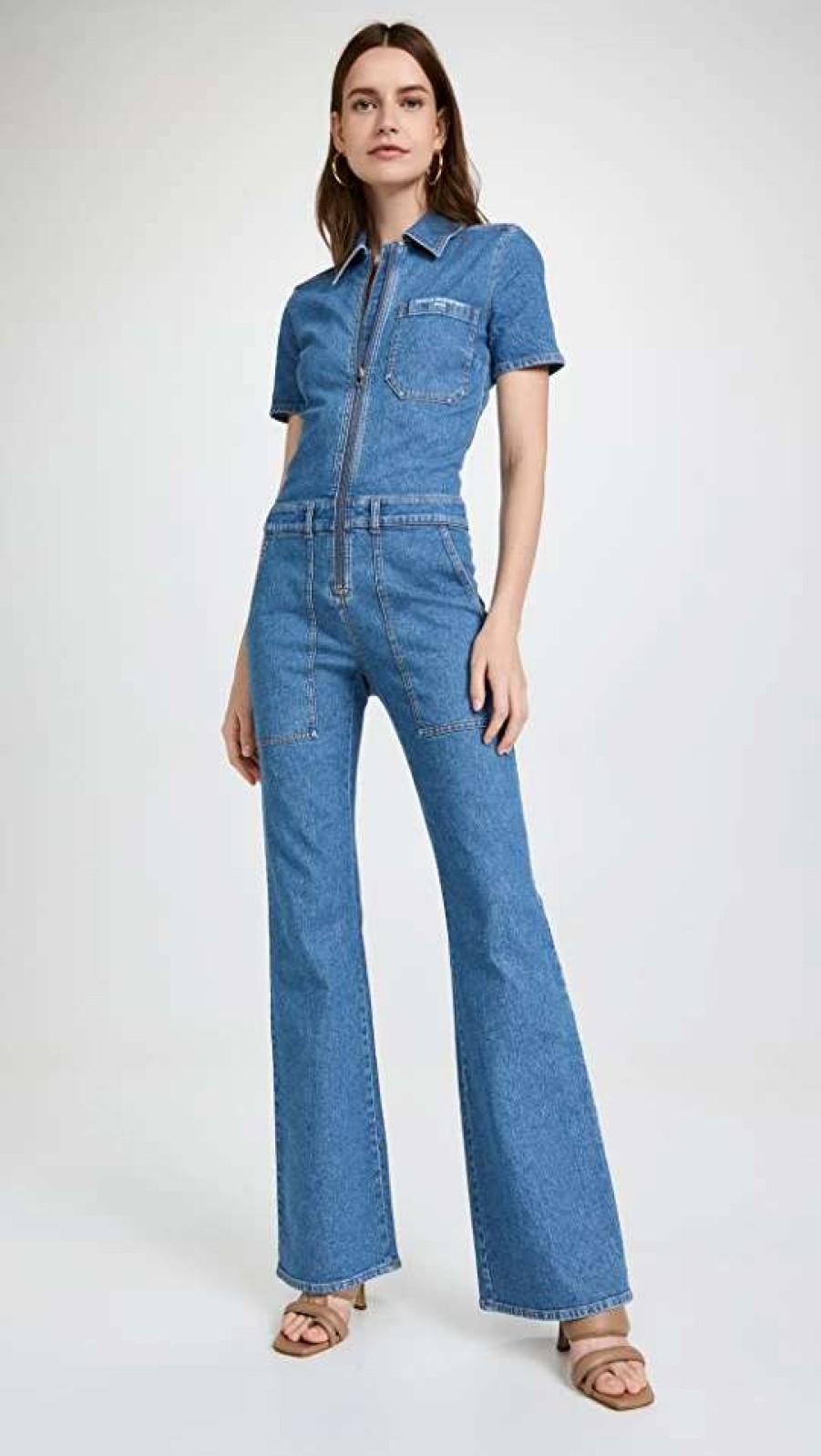 Jumpsuits * | Best Deal Stella Mccartney Salt & Pepper Blue Denim Jumpsuit Medium Blue