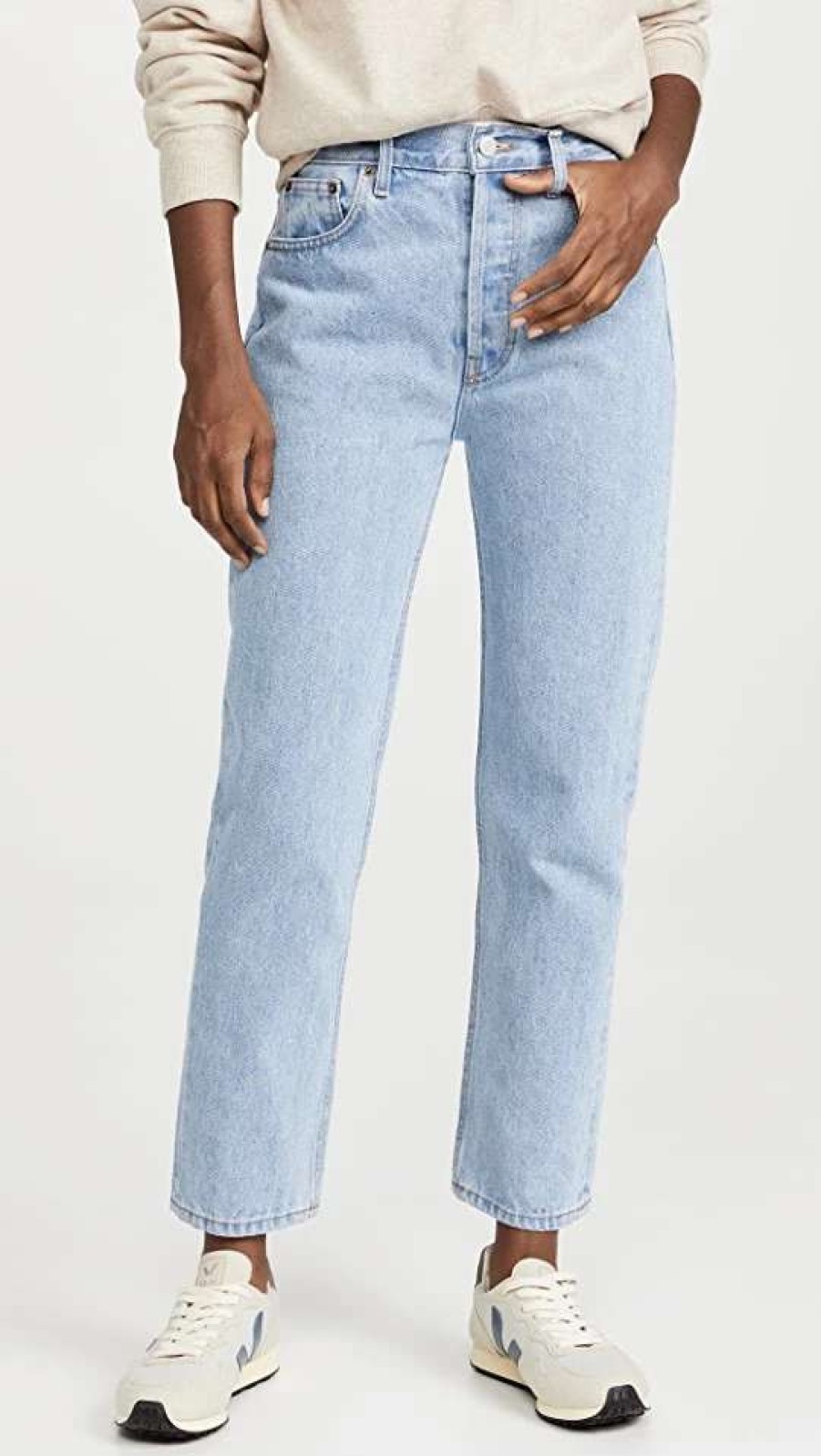 Straight Leg Jeans * | Wholesale Still Here Tate Crop Original Vintage Blue Jeans