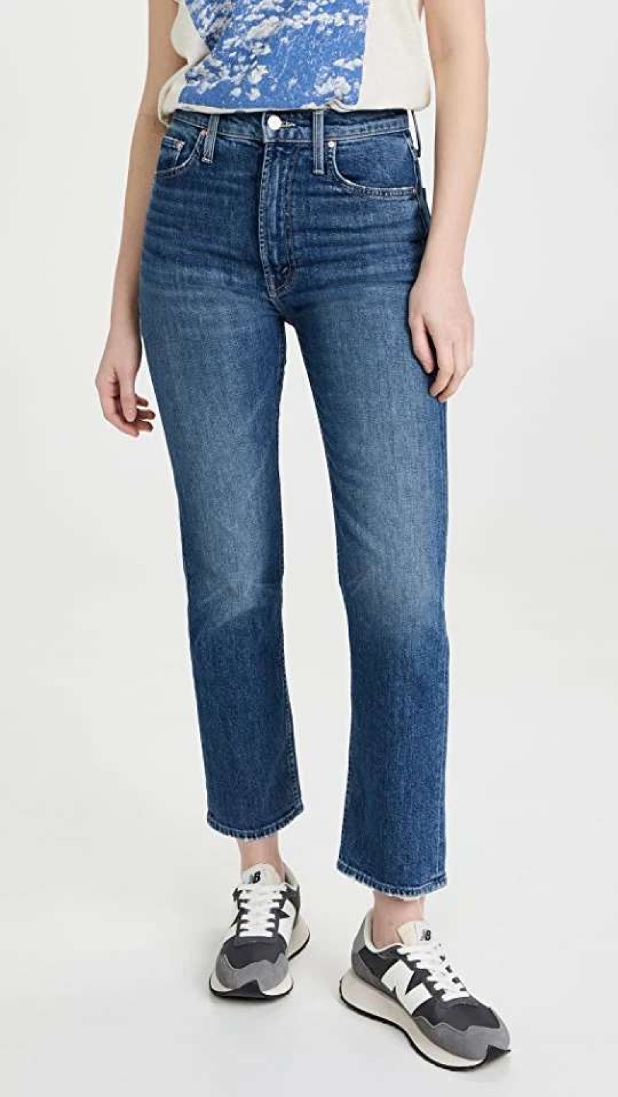 Straight Leg Jeans * | Wholesale Mother High Waisted Rider Ankle Jeans Running With Scissors