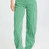 Straight Leg Jeans * | Flash Sale Ganni Stripe Denim Stary Jeans Kelly Green