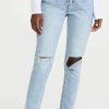 Straight Leg Jeans * | Discount Pistola Denim Keaton High Rise Jeans Morning Sky Distress